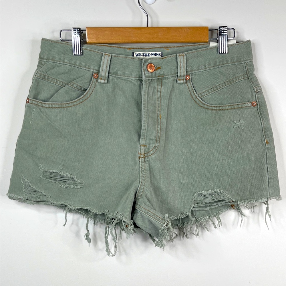 Free People NWOT Now or Never Denim Short Green Size 29
